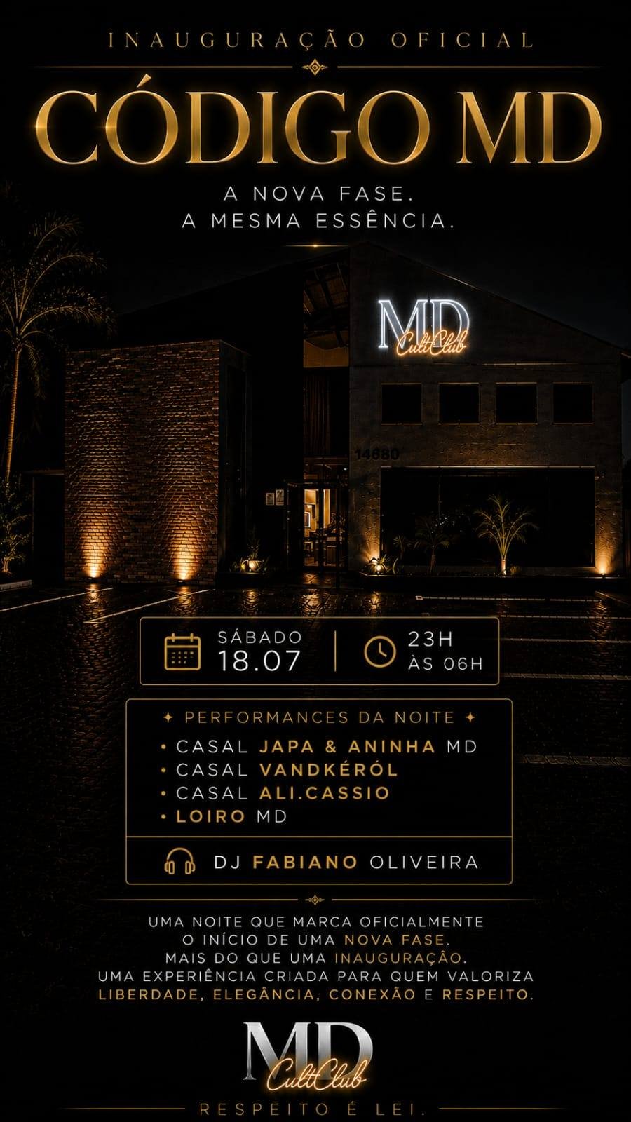 Inauguração Oficial — Programação da noite · 18.07
