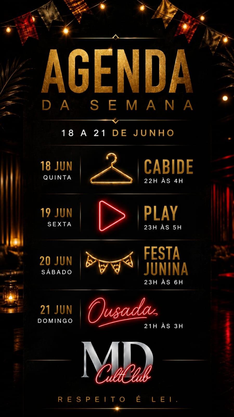 Agenda — Próxima semana na MD Cult Club