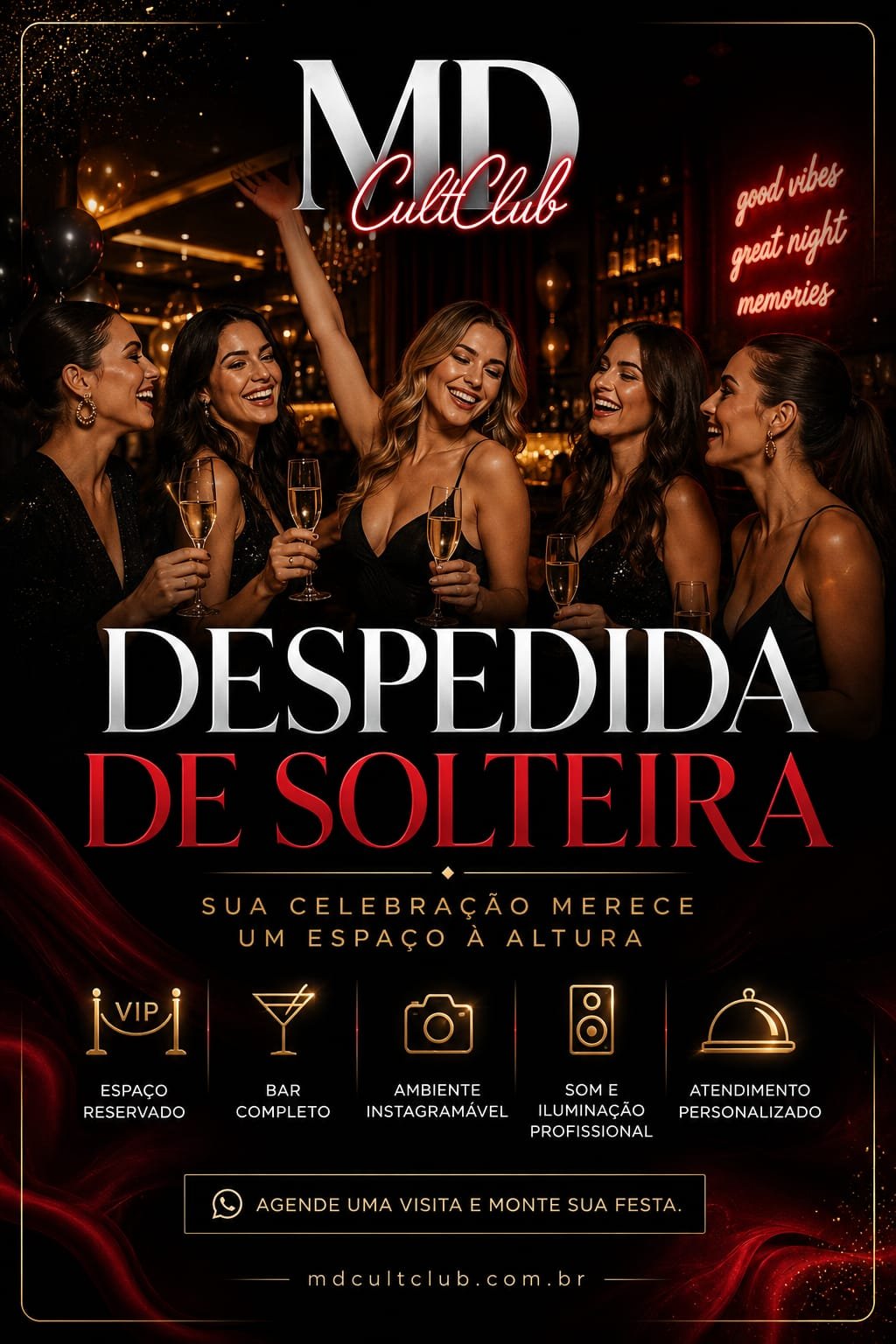 Flyer Despedida de Solteira — MD Cult Club, Florianópolis