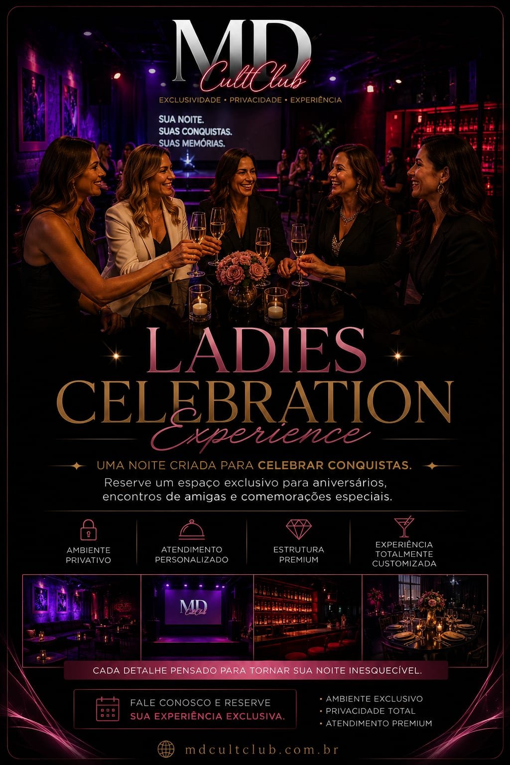 Flyer Ladies Celebration Experience — MD Cult Club, Florianópolis